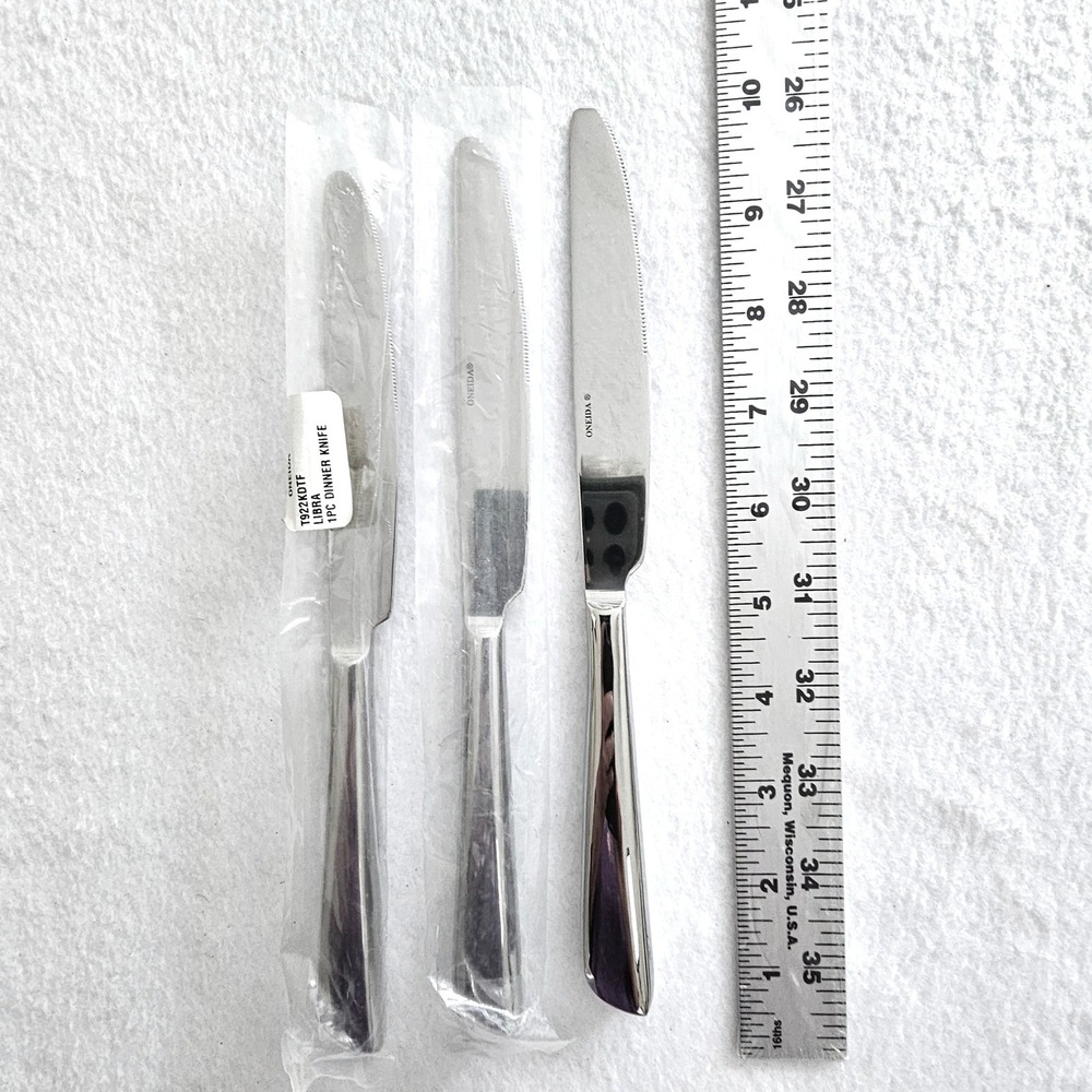 Oneida Libra‎ Stainless Steel Dinner Knives Set of 3 T922KDTF Silver Modern 9.5"